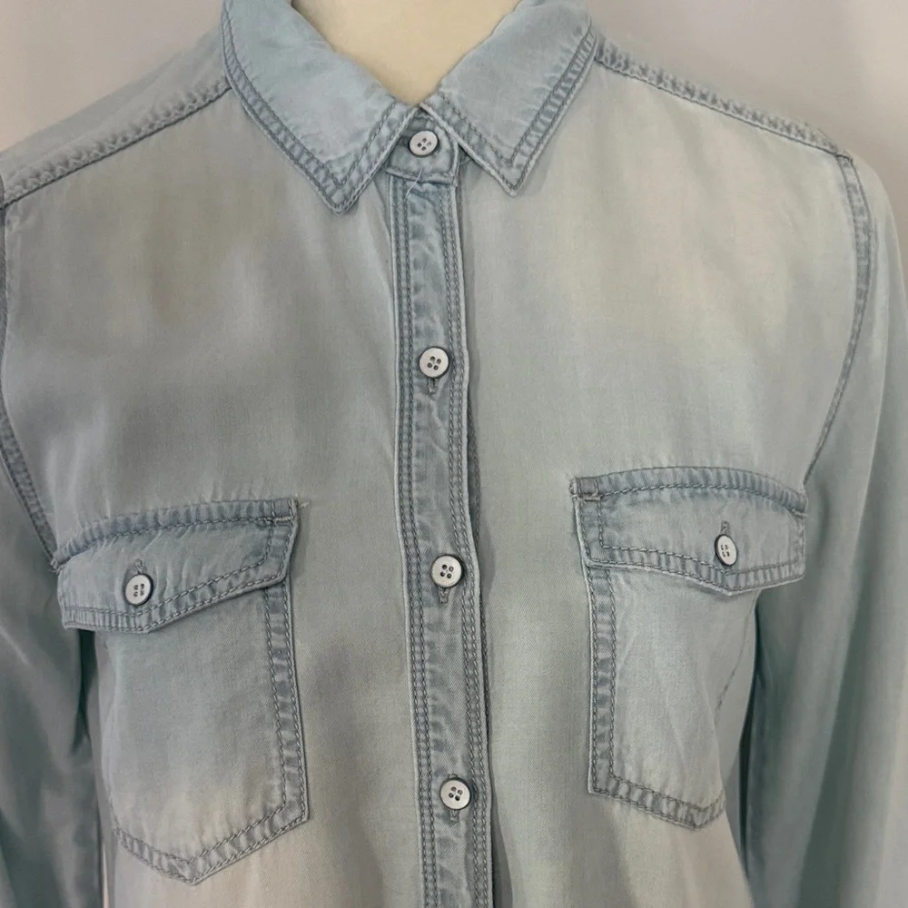 Light Wash Denim Button-Up Shirt - Picture 2 of 9